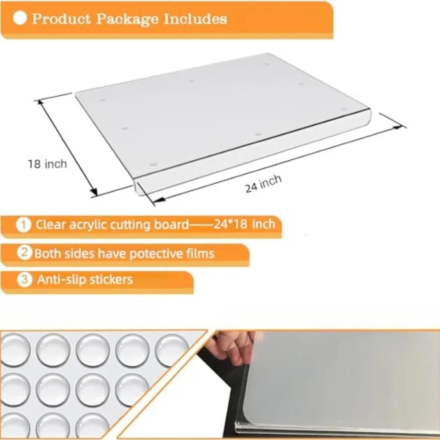 Acrylic cutting board with counter lip
