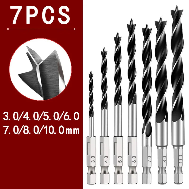 Three Pointed Woodworking Drill Bit Set