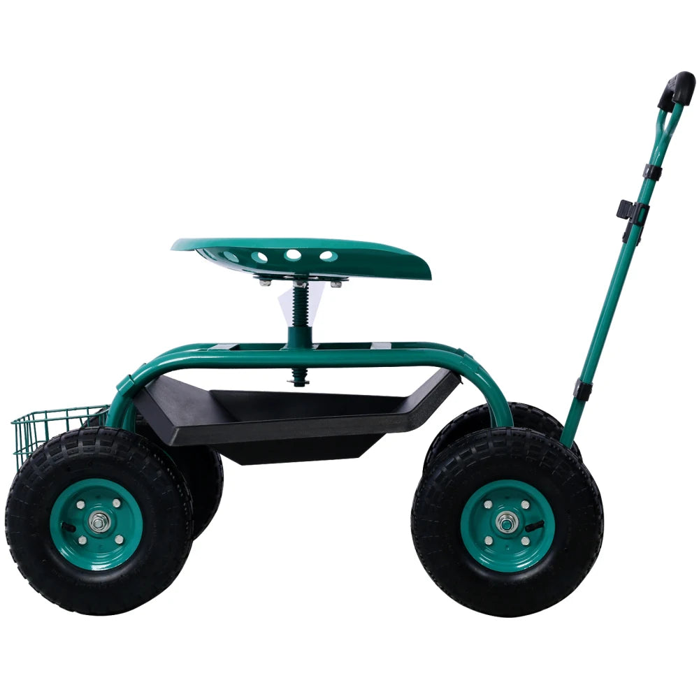 Rolling Garden Scooter with Tool Tray