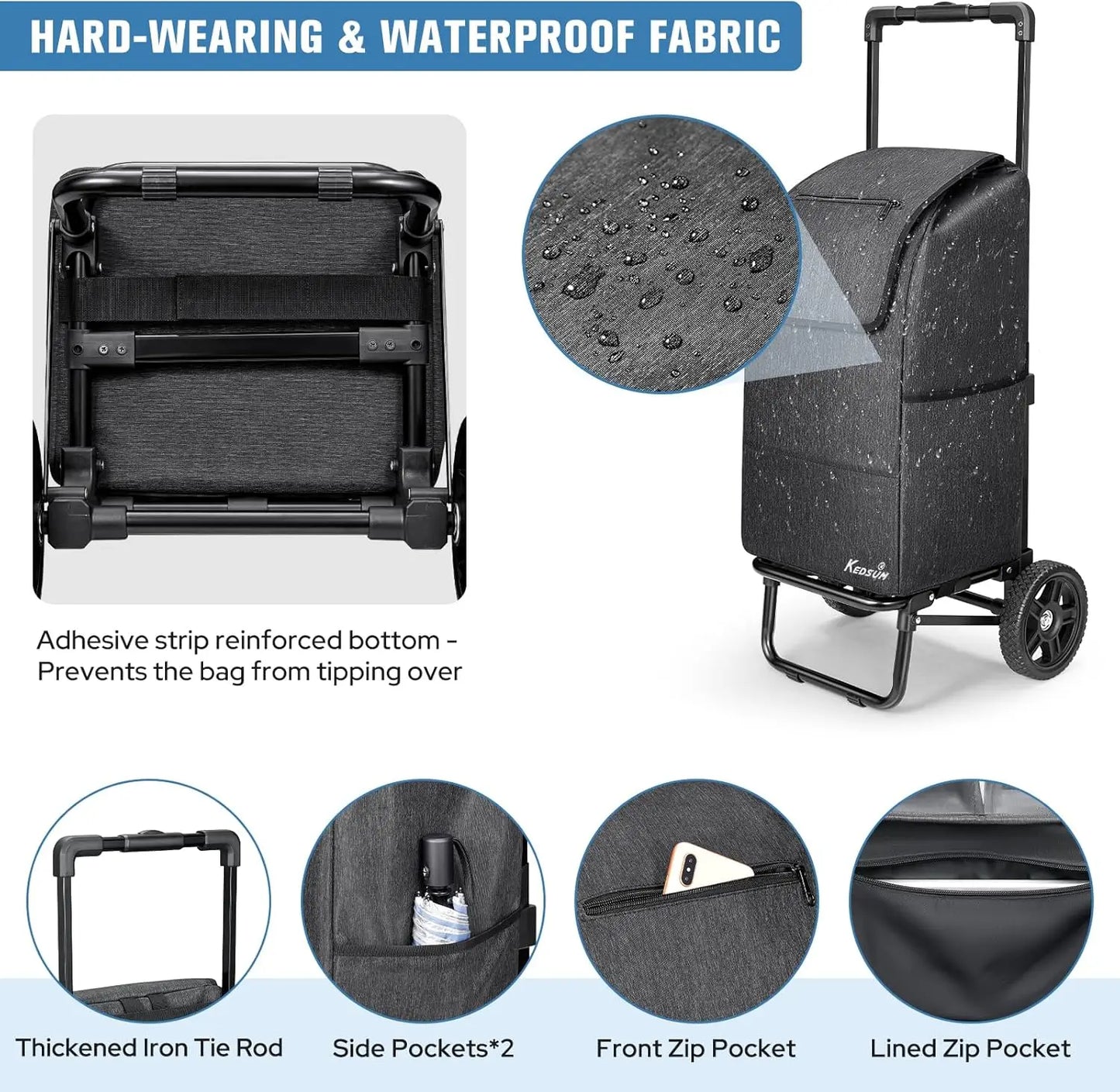 Foldable Shopping Cart with Waterproof Bag