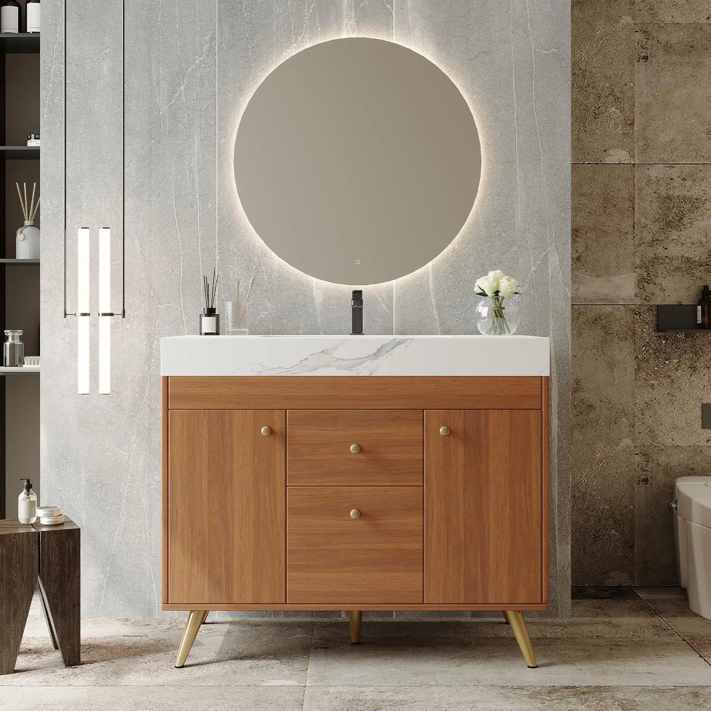 36in Freestanding Bathroom Vanity Ceramic Sink