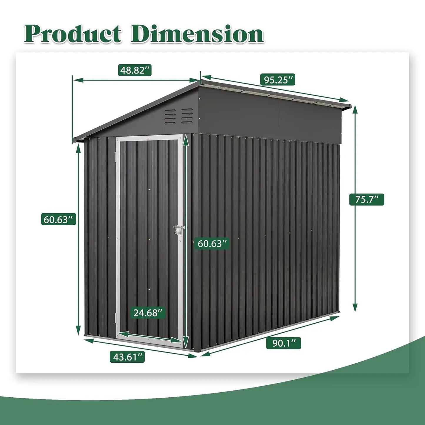 4x8 FT Metal Storage Shed Lean to