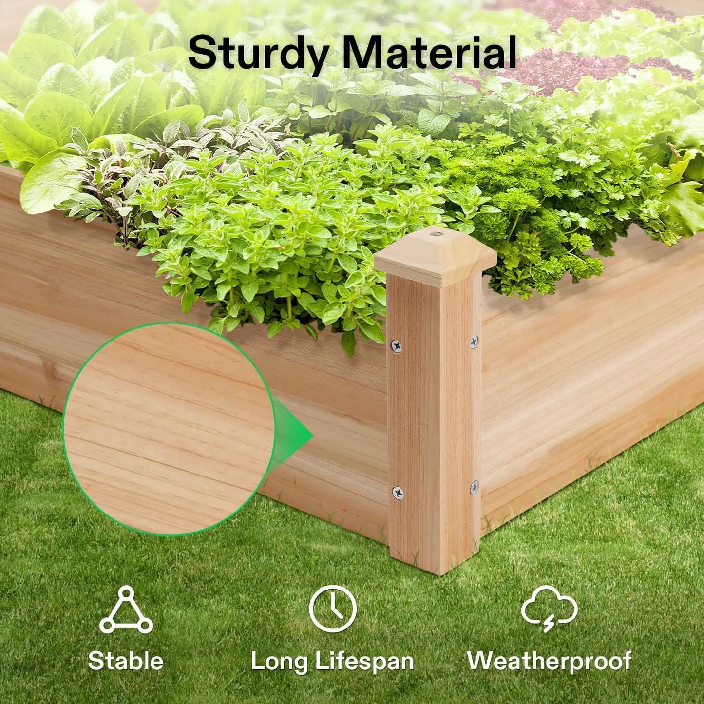 3-Tier Wooden Raised Garden Bed