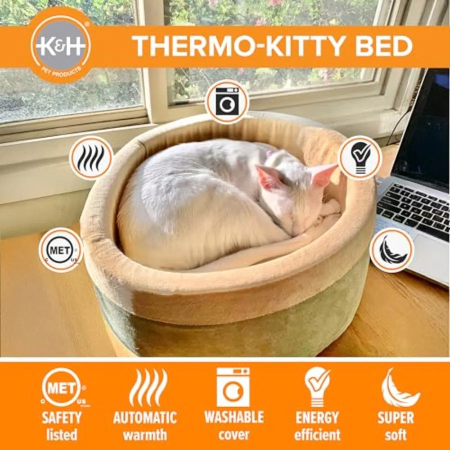 Heated Cat Bed for Indoor Cats, Dogs