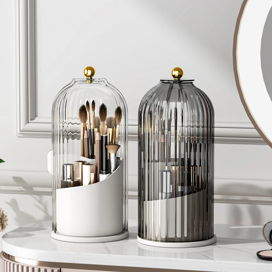Makeup Brush Organizer with Lid,360 Rotating