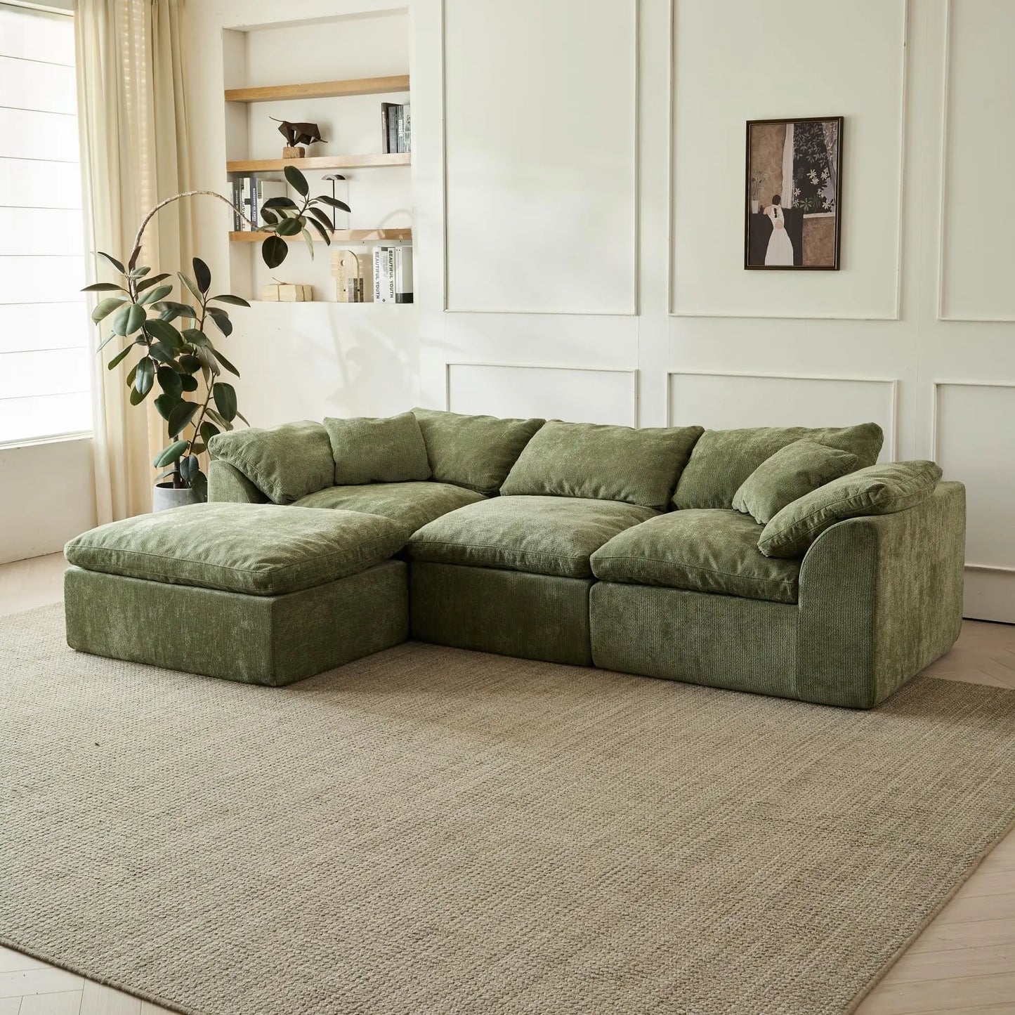 L-Shaped Modular Sectional with Ottoman
