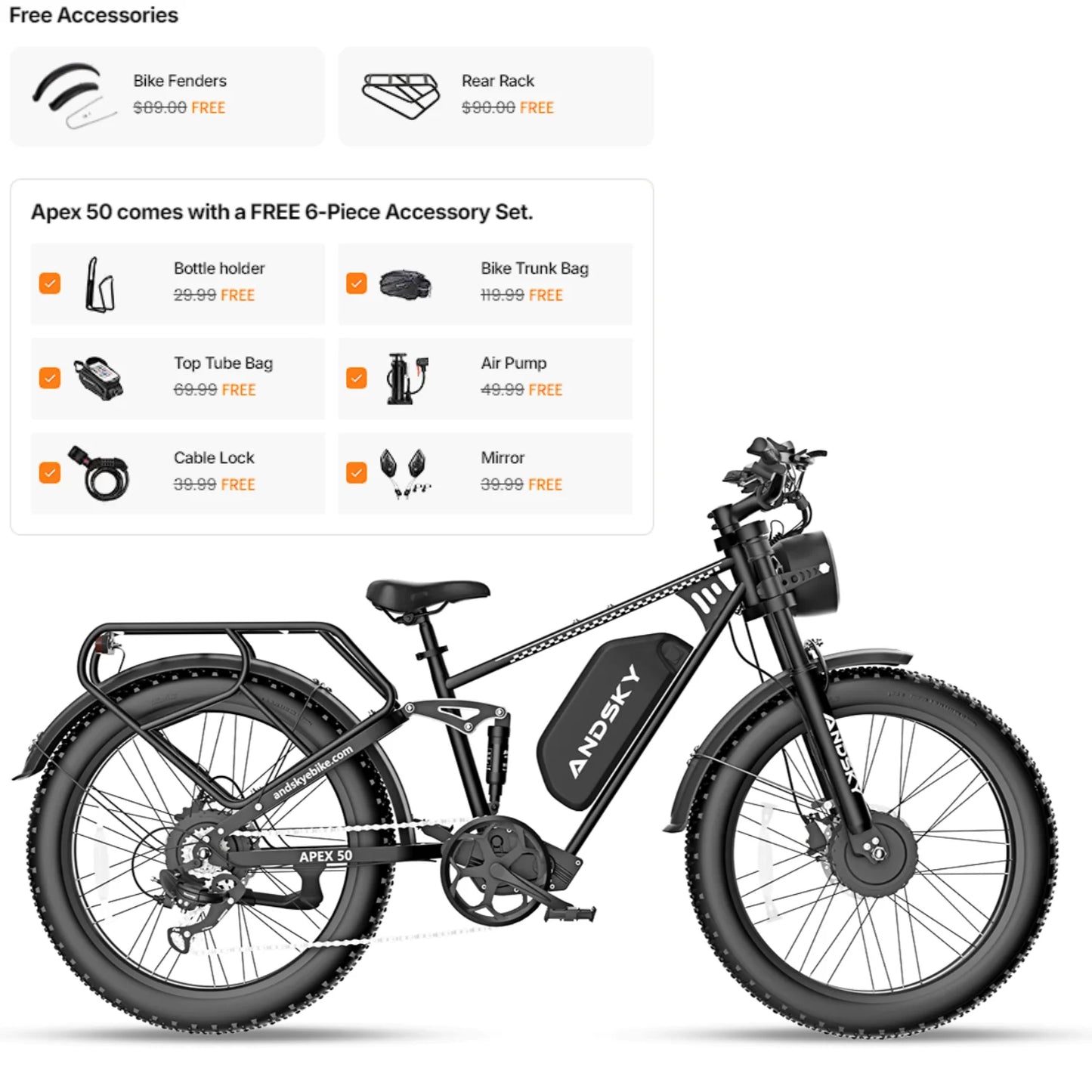 AWD Dual Motor Electric Bike 26"x4" Fat Tire