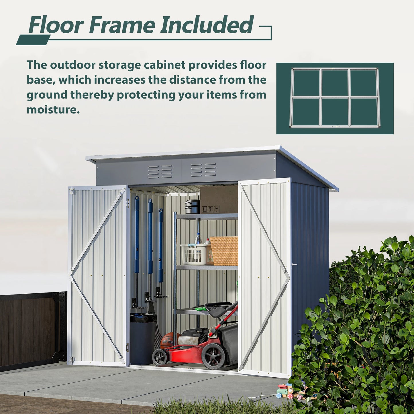 6 x4 FT Metal Storage Shed Lockable