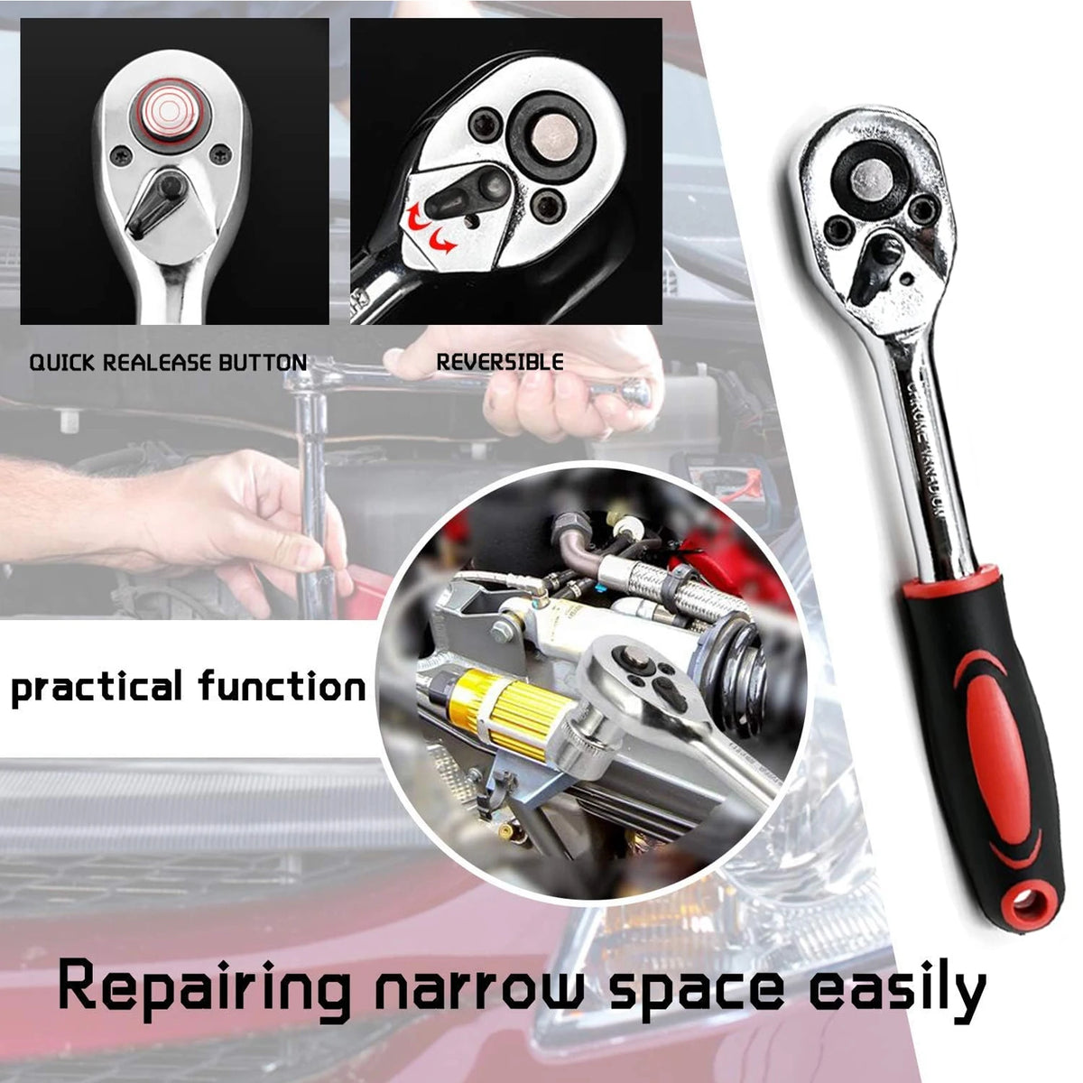 46 Pcs 1/4 Inch Drive Socket Set Metric