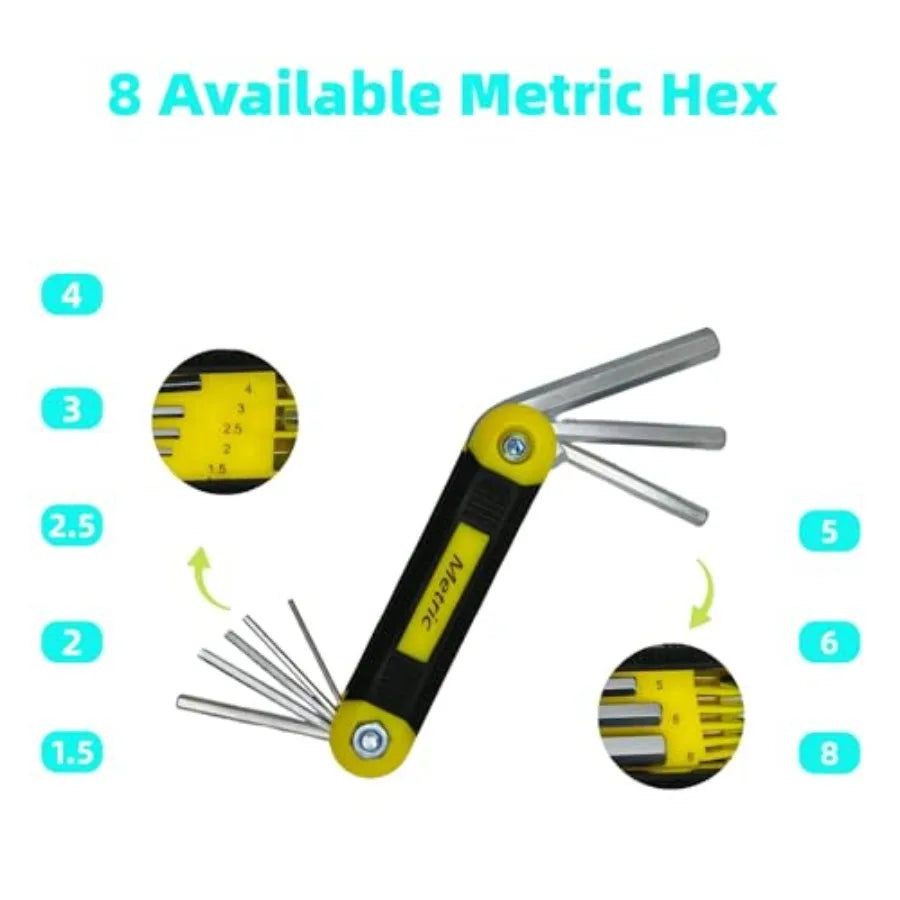 Folding Allen Wrench Set Metric and SAE