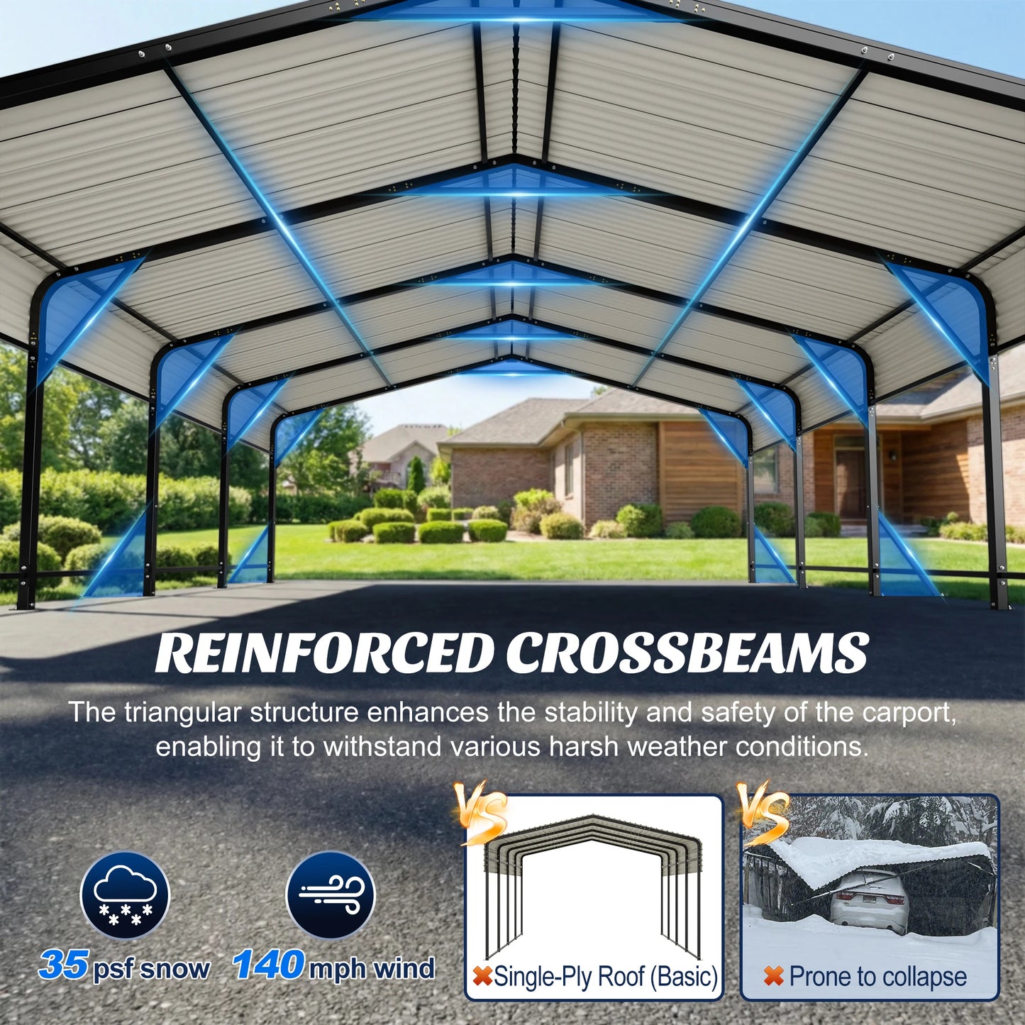 20×20 FT Galvanized Steel Carport