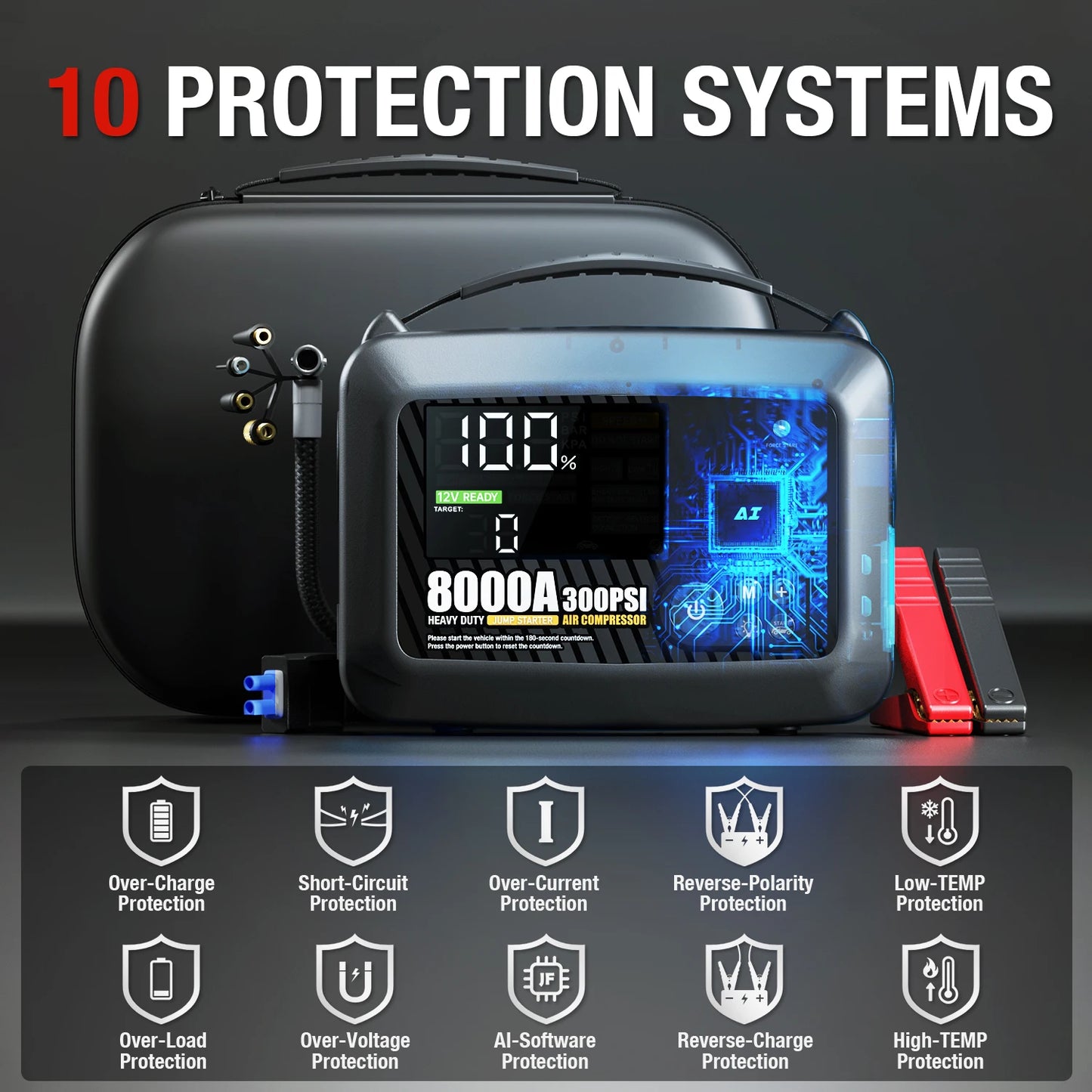 8000A Car Jump Starter With Air Pump