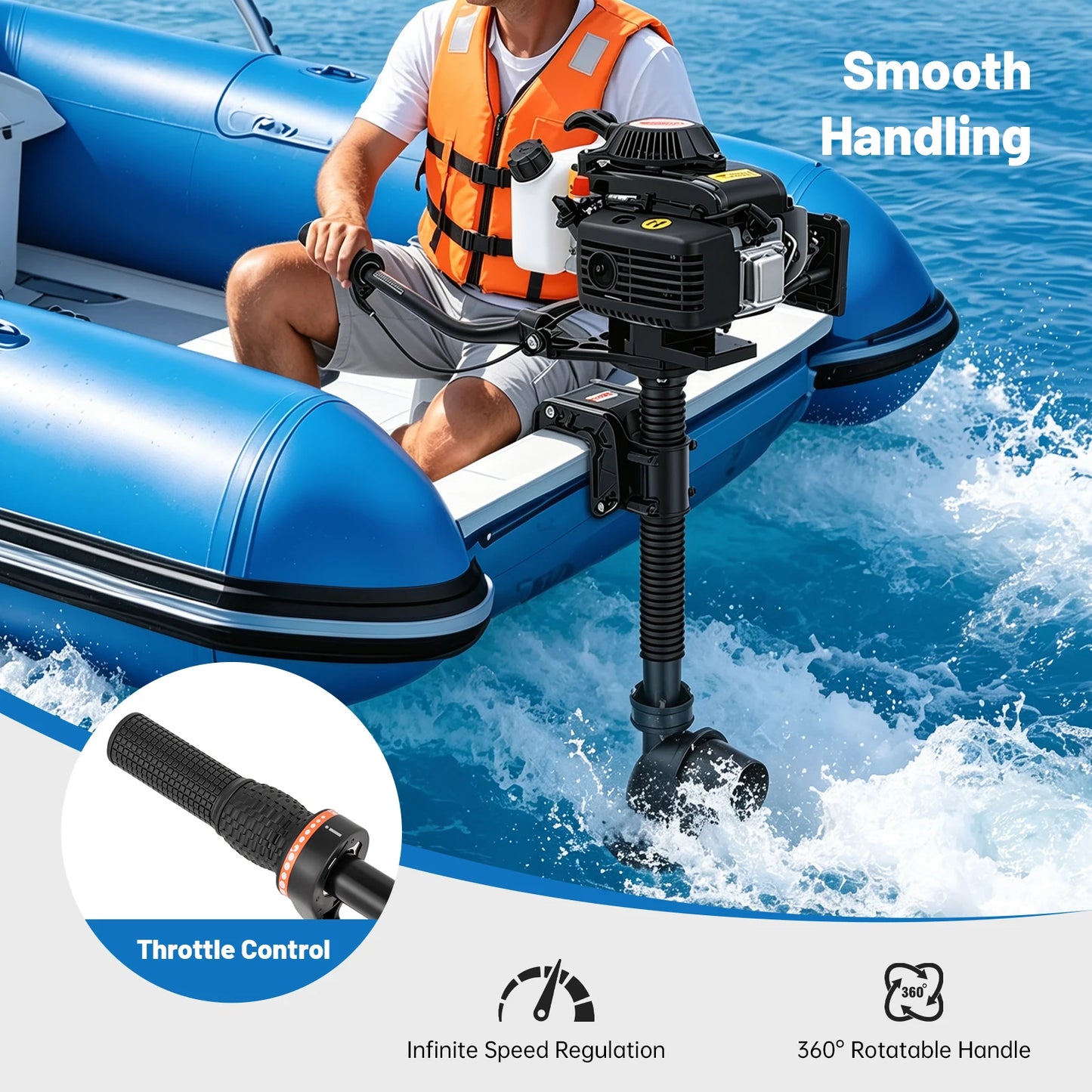 Gasoline Outboard Motor, 4HP Four-Stroke Jet Pump