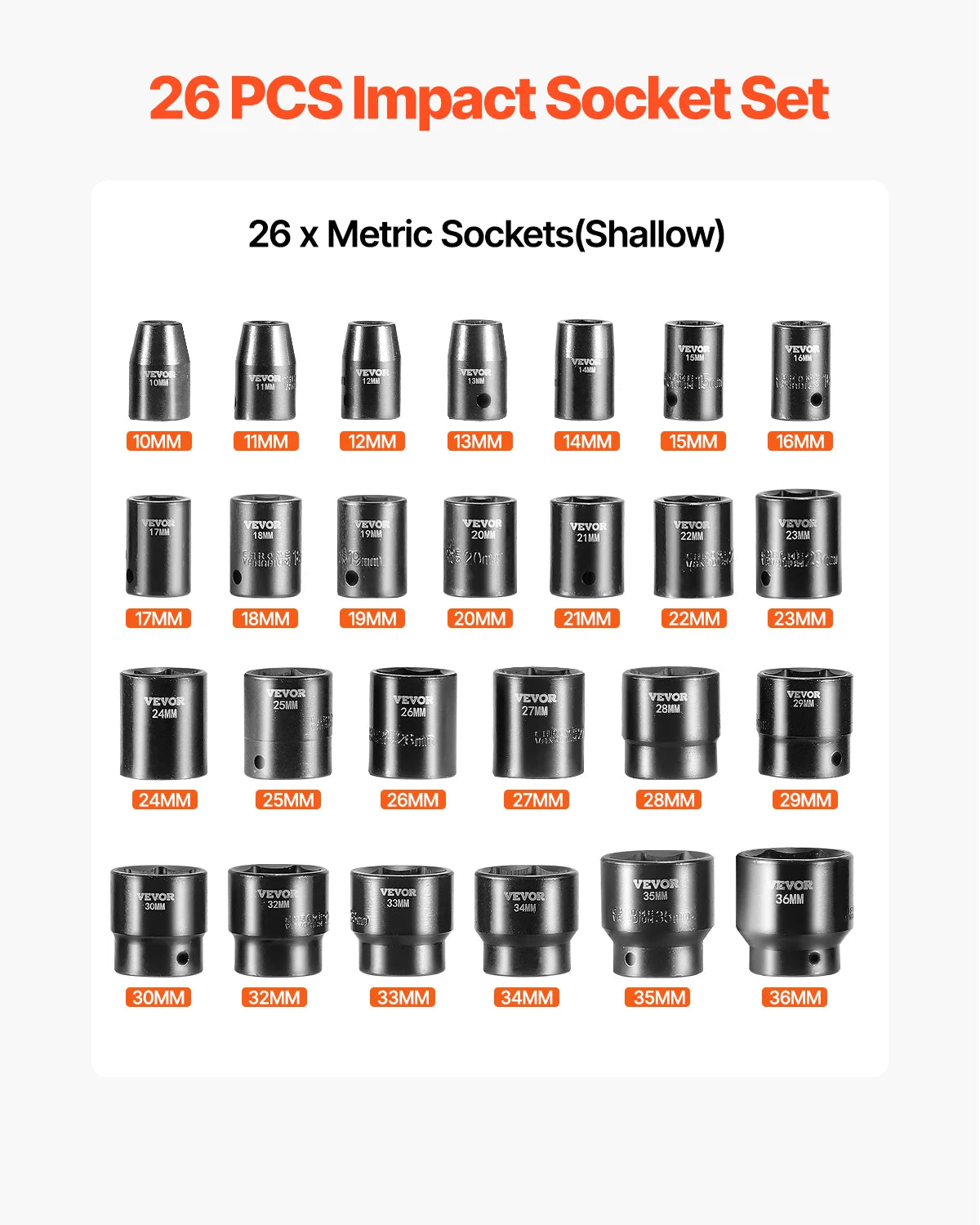 1/2In 26Piece Impact Socket Set