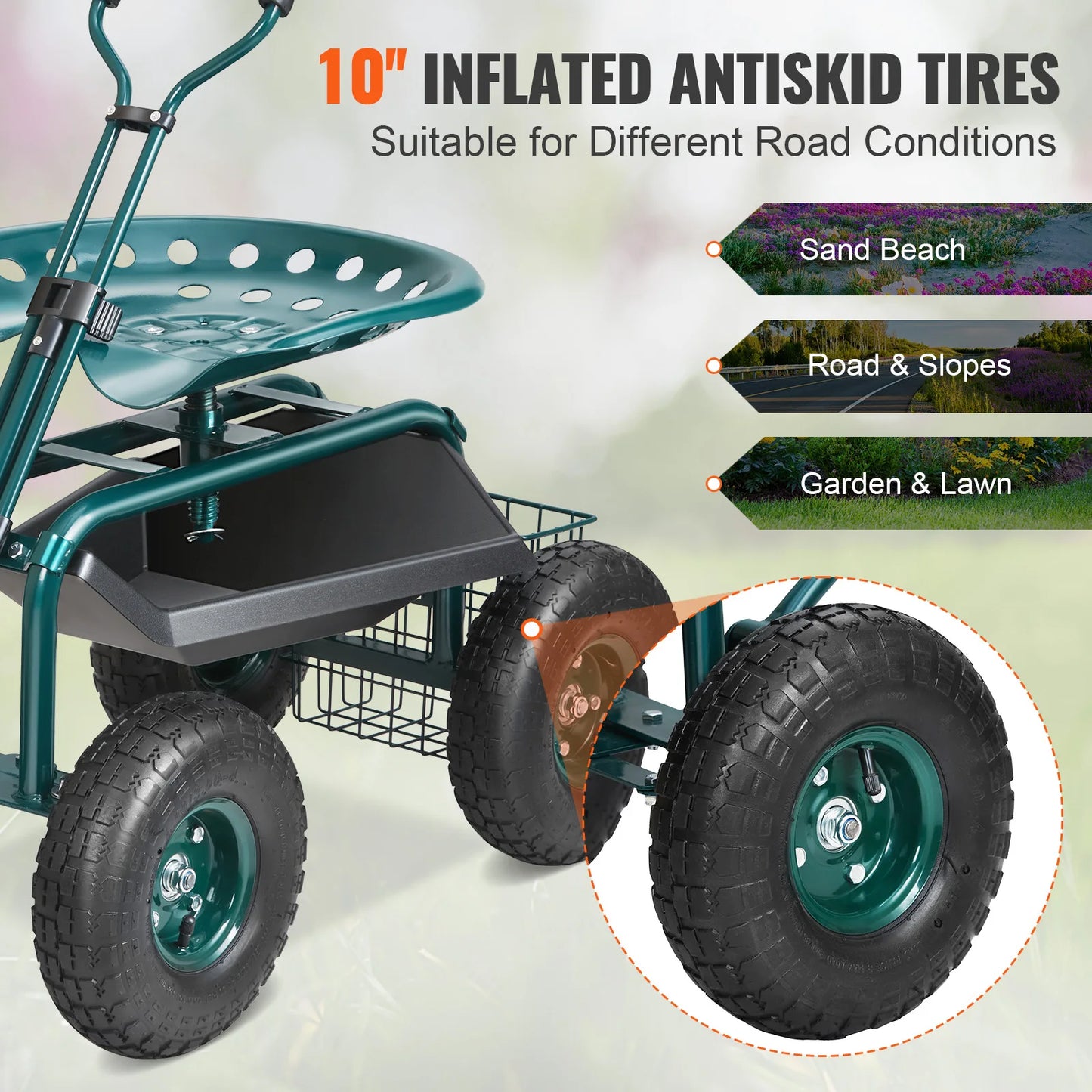 Garden Cart Rolling Workseat