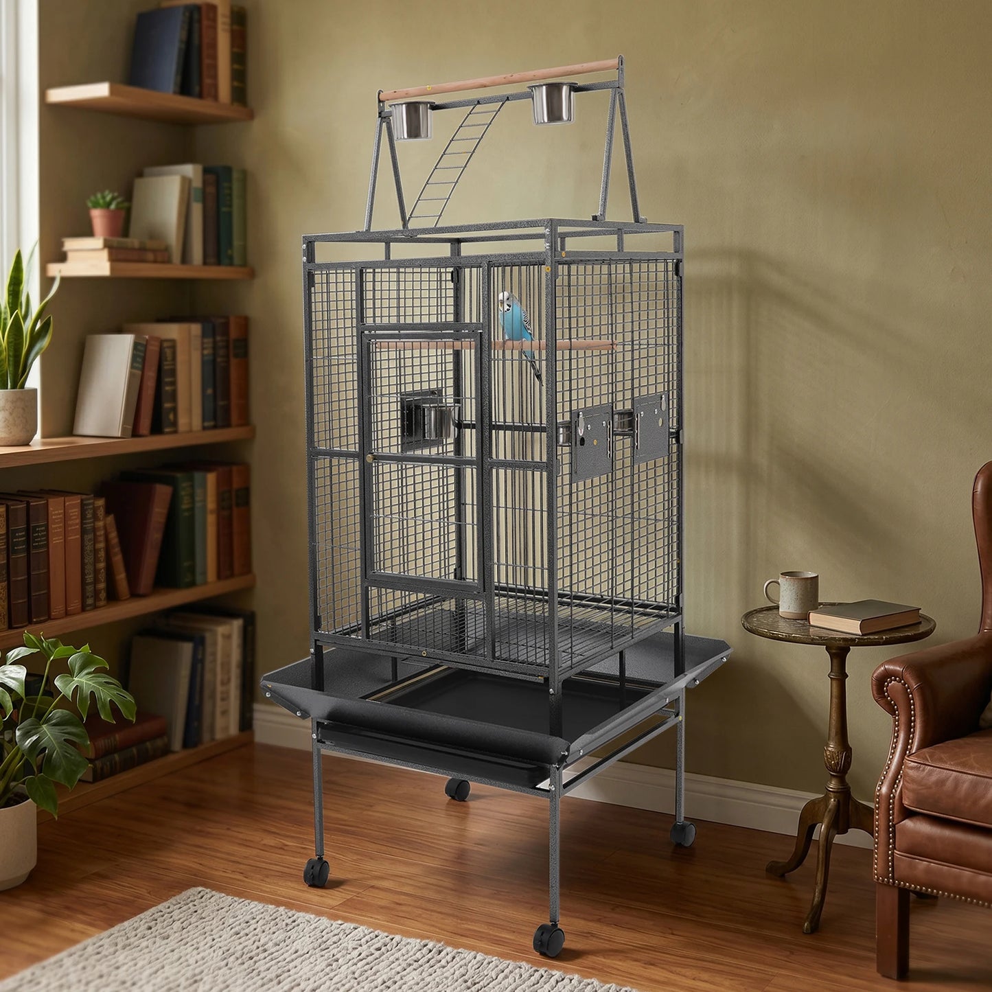 Large Rolling Bird Cage with Lockable Wheels