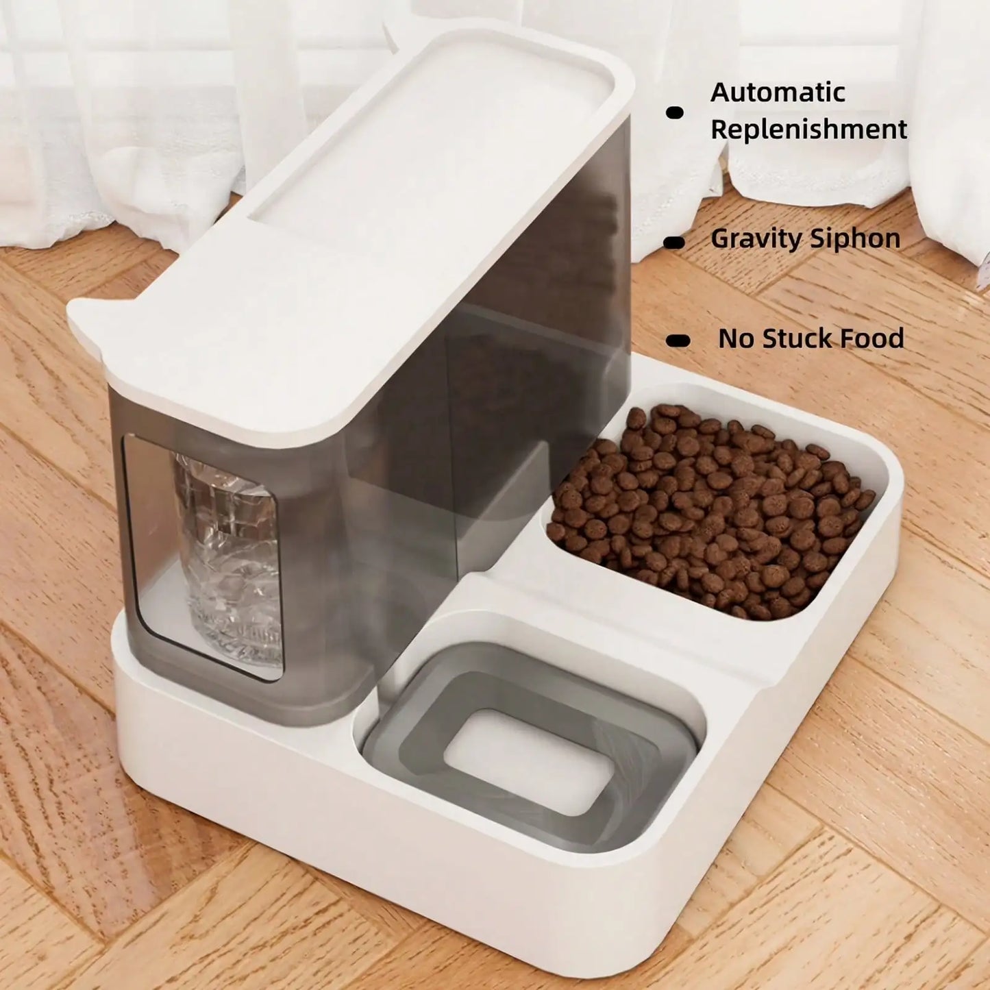 Automatic Cat Food And Water Dispenser Set Gravity-Fed