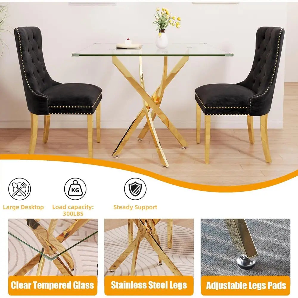 3-Piece Glass Dining Table Set, 36" Square