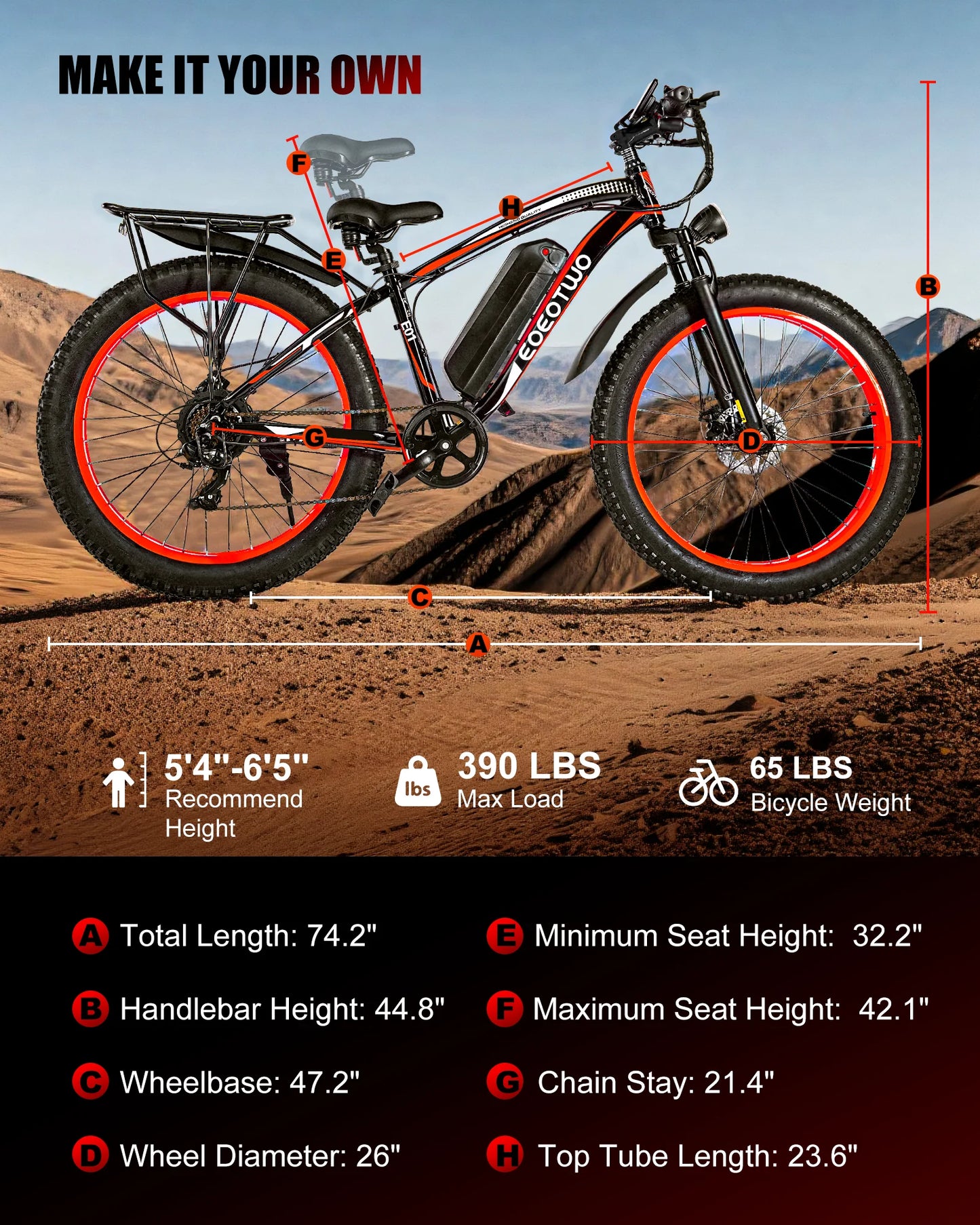 1500W Fat Tire Electric Bike for Adults 26"x4.0 All Terrain Ebike 34MPH Fast Mountain E-Bike 48V Long Range Snow Beach Bicycle