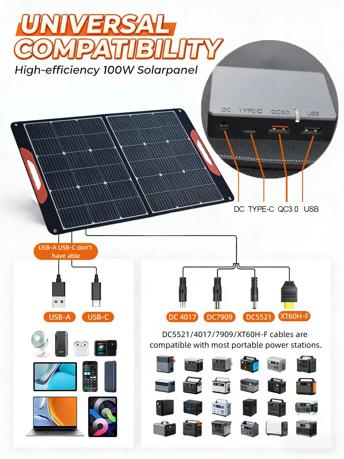 Portable Folding Solar Panel with 1 USB Port