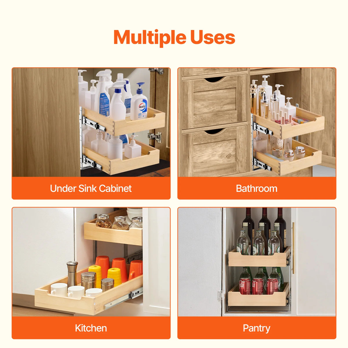 2 Tier Pull Out Cabinet Organizer