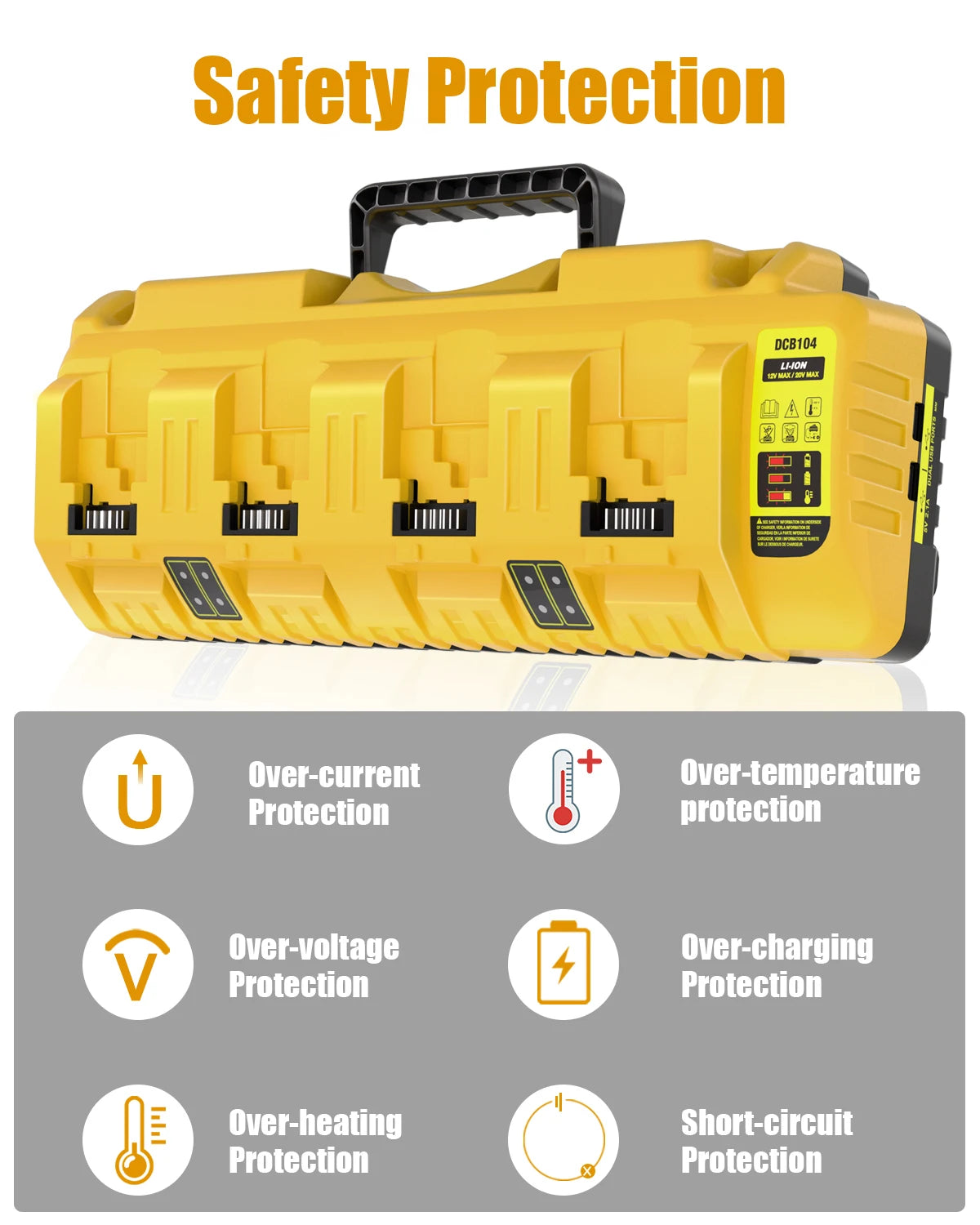Replacement for Dewalt Battery Charger ,4 Port