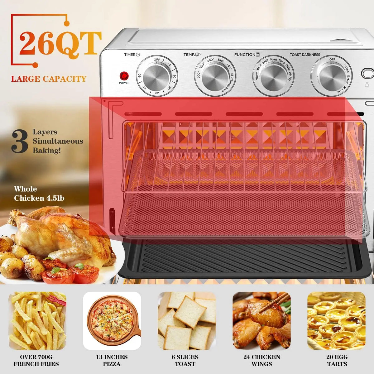 26 QT Air Fryer Toaster Oven