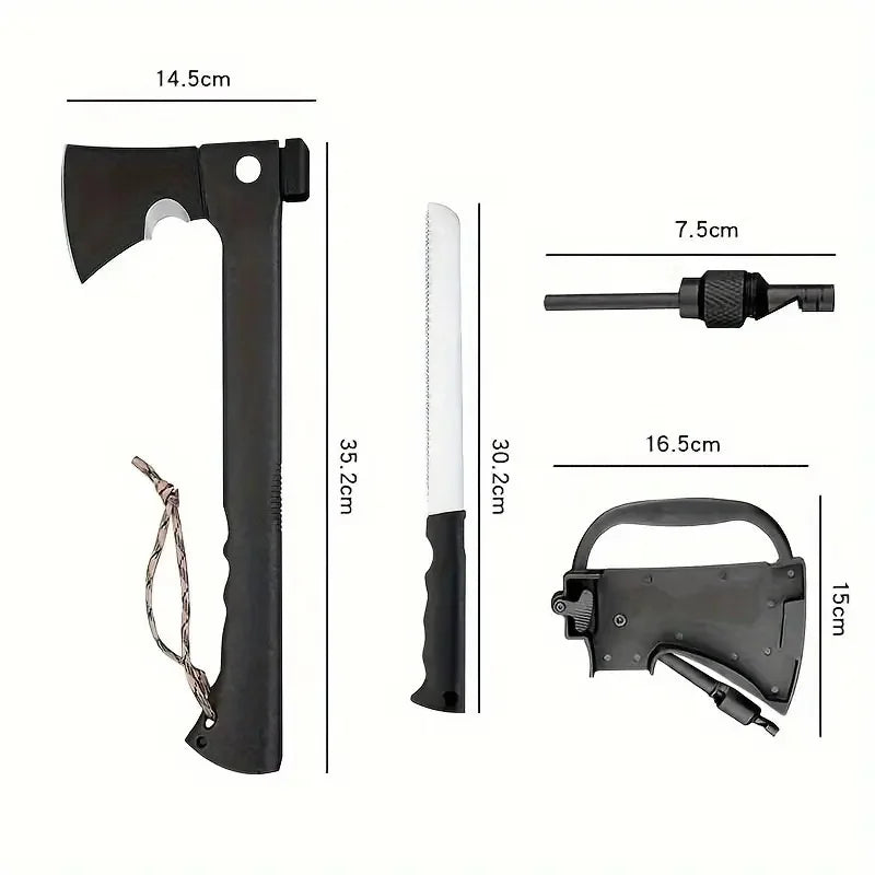 Camping Hand Axe with Nested Serrated Wood Saw Knife and Magnesium Fire Starter Tool