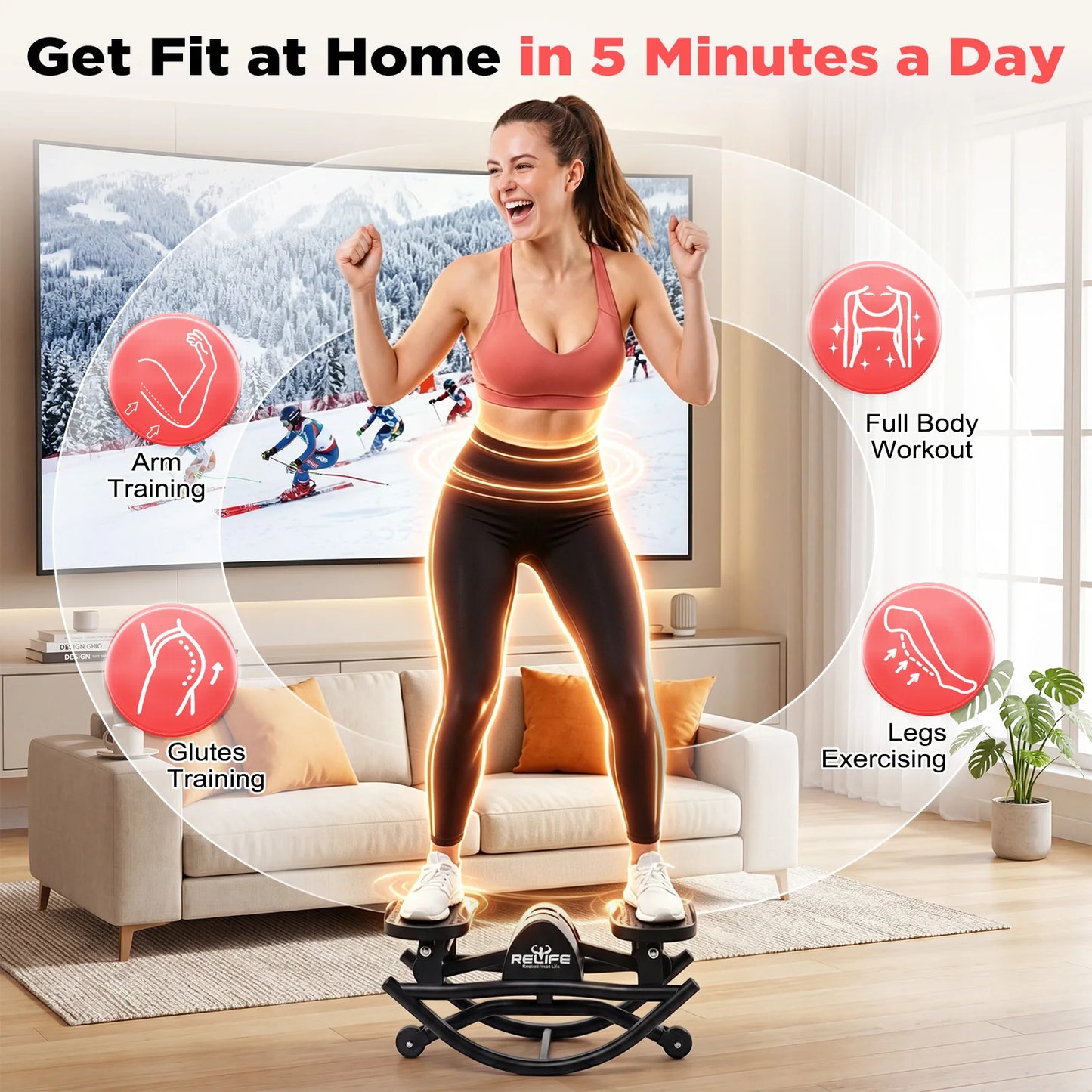 Lateral Rocking Stepper with Resistance Bands