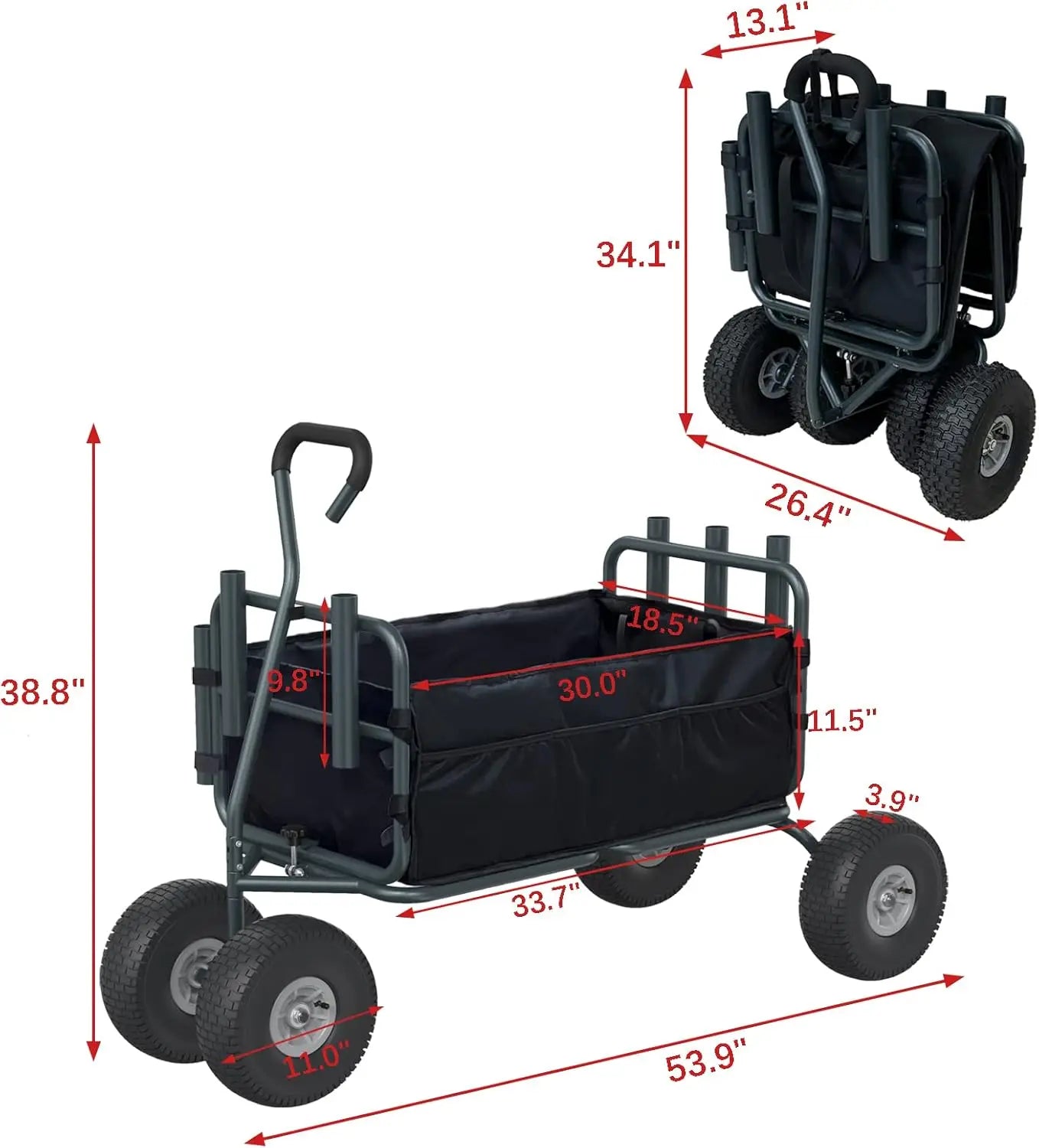 Fishing Cart with Big Wheels and Rod Holders