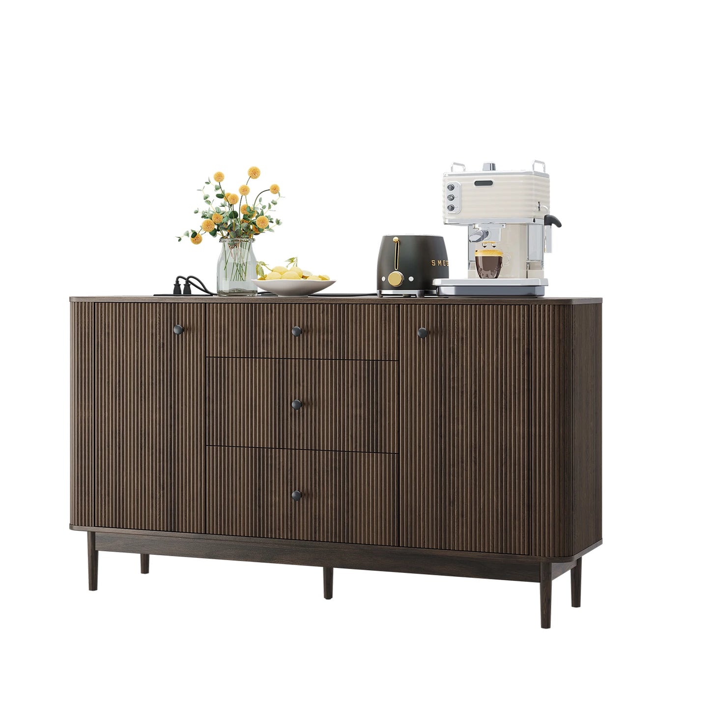 Fluted Buffet Sideboard Cabinet 70 Inch