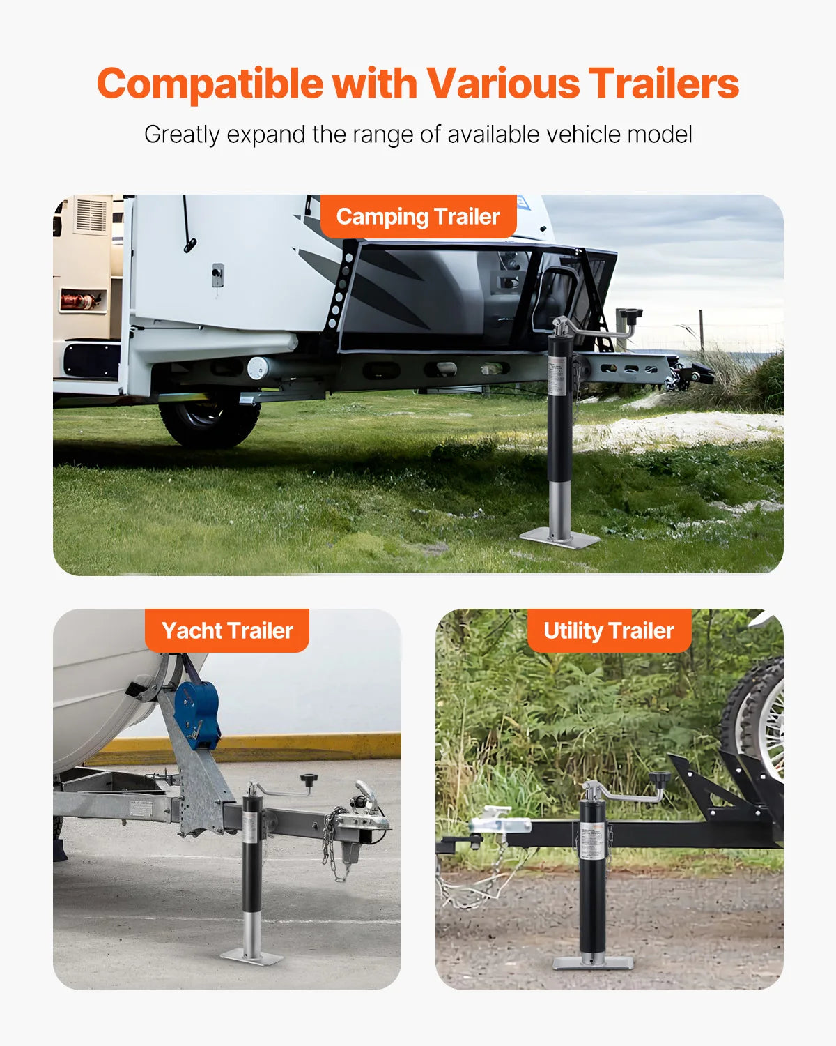 2000 lbs Trailer Jack Stand 10" Lift Weld-on Pipe-Mount Bracket Support Legs Corner Steady Camper Parts for RV Yacht