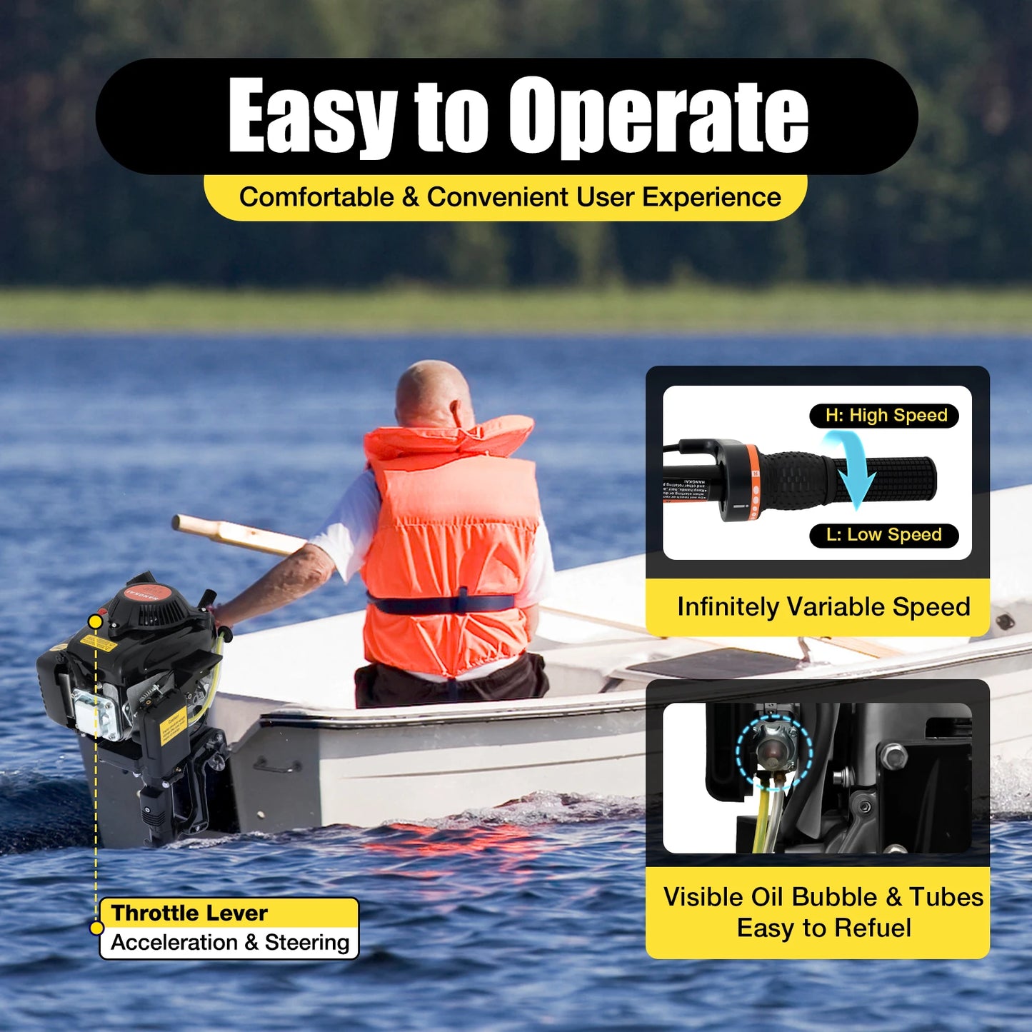 4HP 4-Stroke Outboard Motor 55cc,  Gasoline