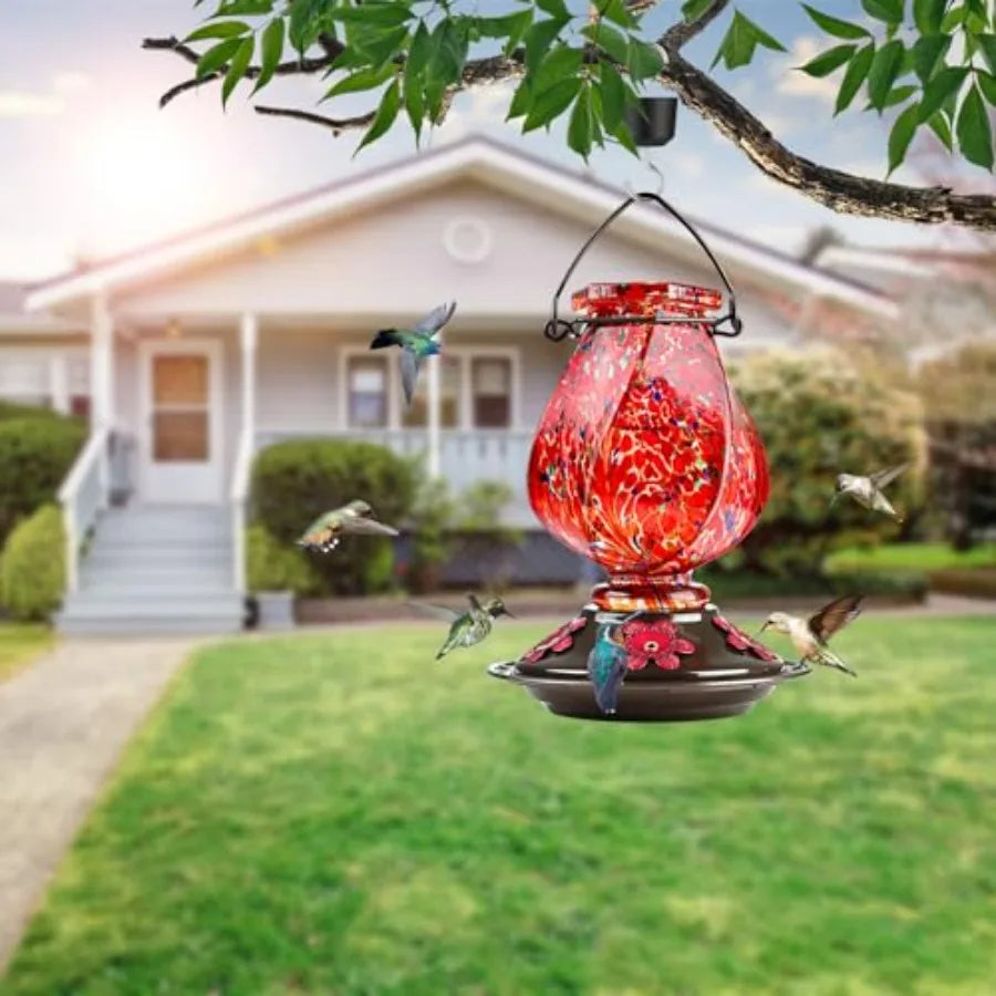 Hummingbird Feeder, Hand Blown Glass