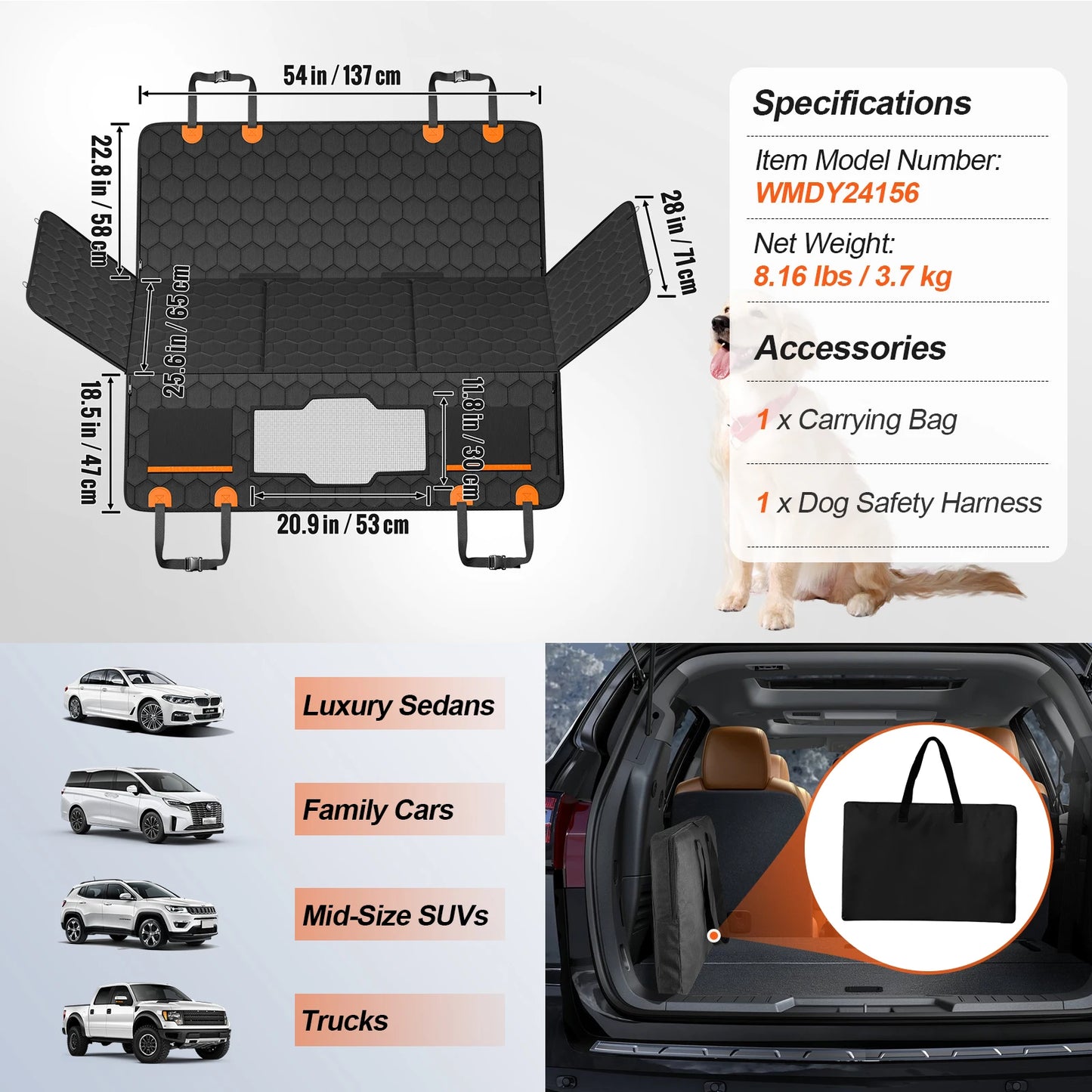 Dog Car Seat Cover for Back Seat
