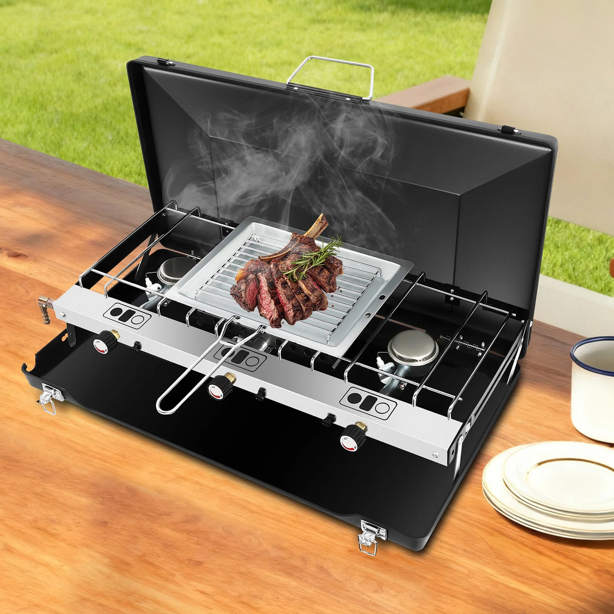 3-Burner Camping Stove Foldable