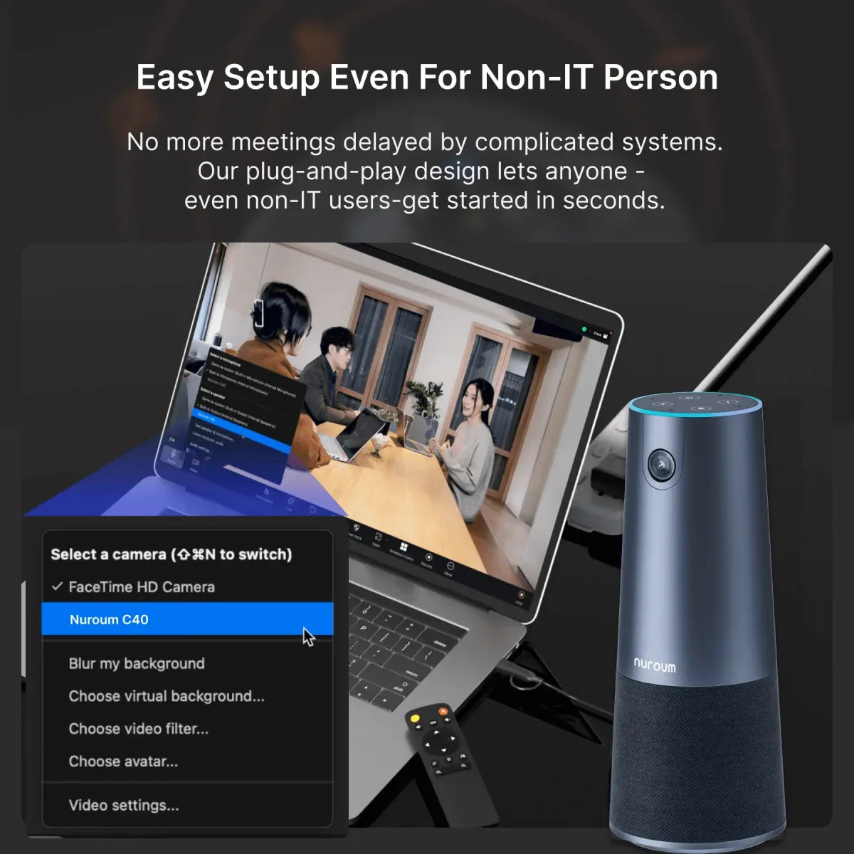 2K Video Conference Webcam with Microphone and Speaker