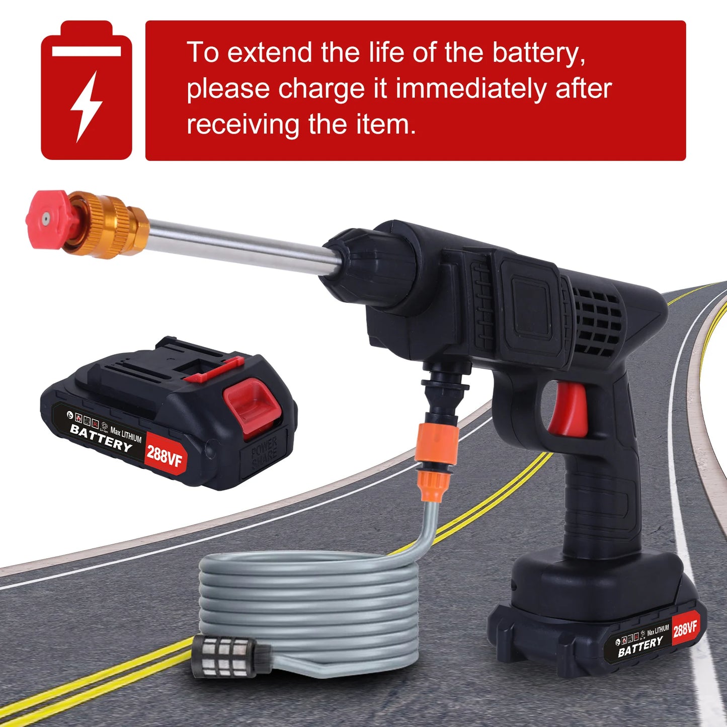 Portable Cordless High Pressure Washer With 2Pcs 1200mah Battery