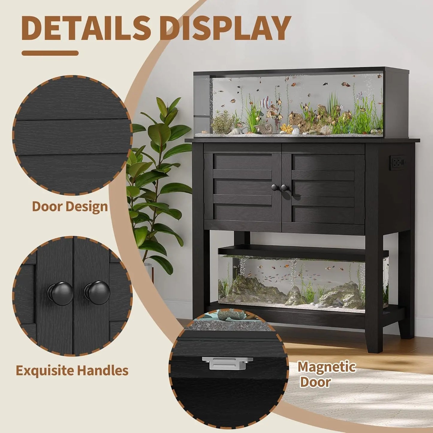 20-29 Gallon Aquarium Stand with Charging Station