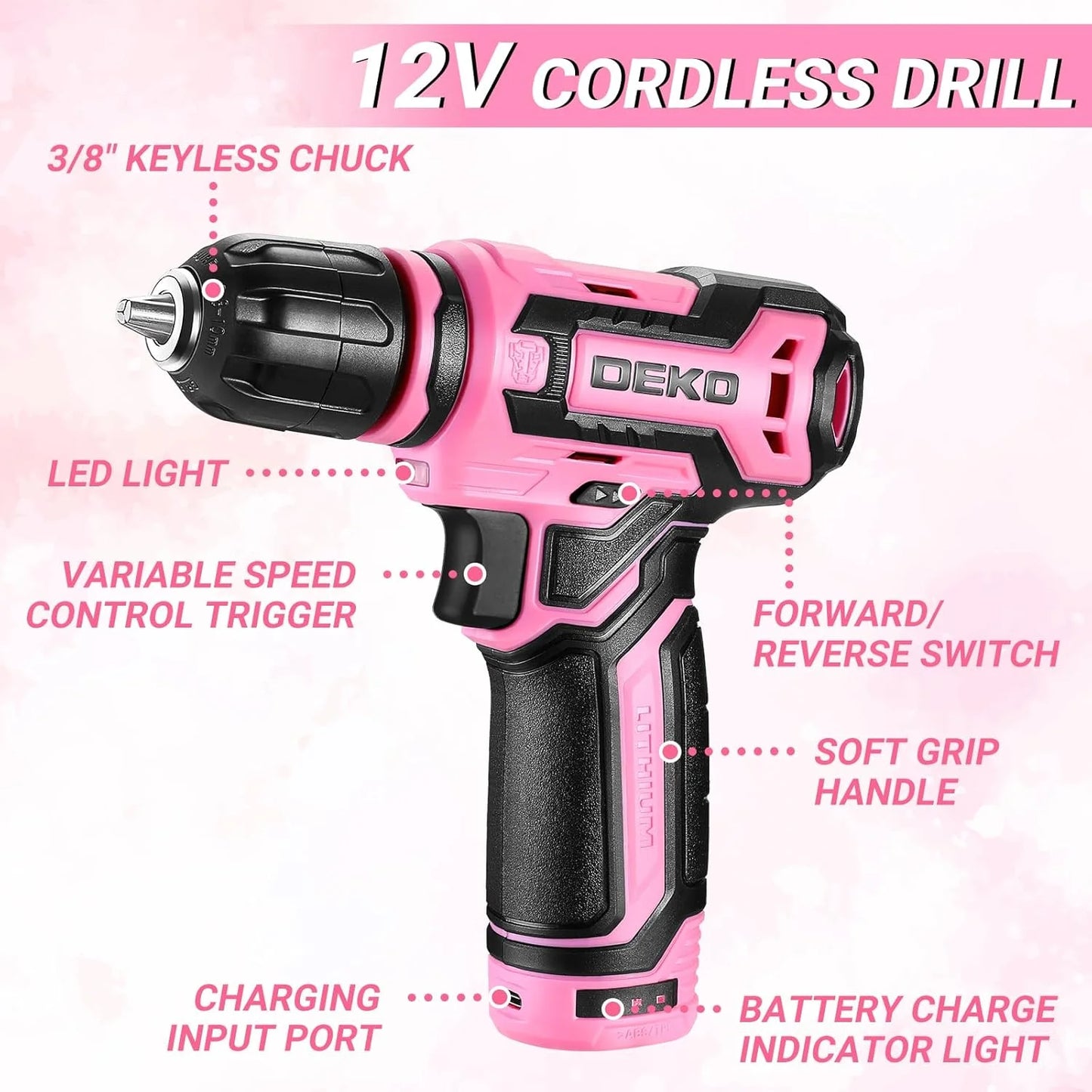 Home Mechanic Toolbox with 12V Cordless Drill