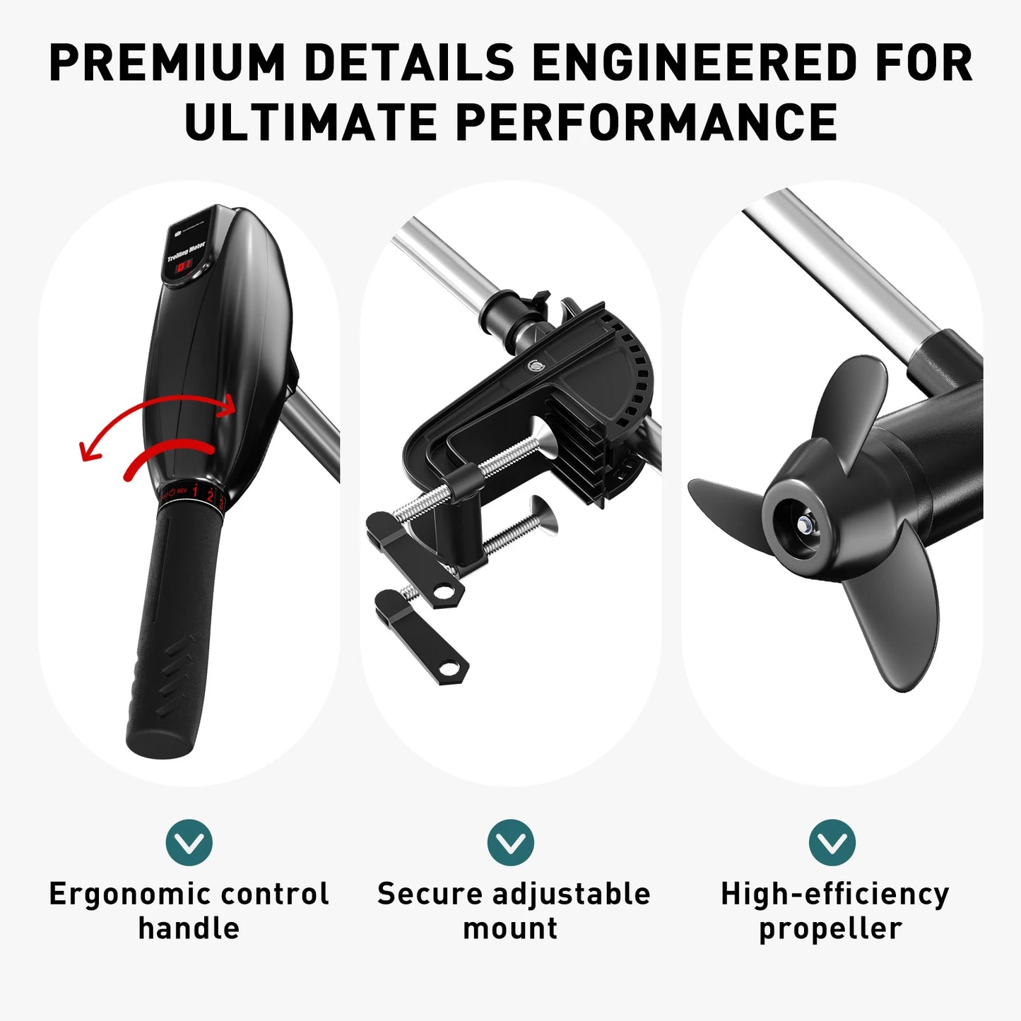 36/55LB Thrust Electric Trolling Motor, Transom Mount