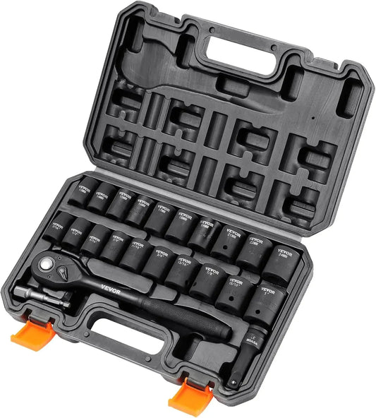 23 Piece 1/2" Drive Socket Set SAE & Metric