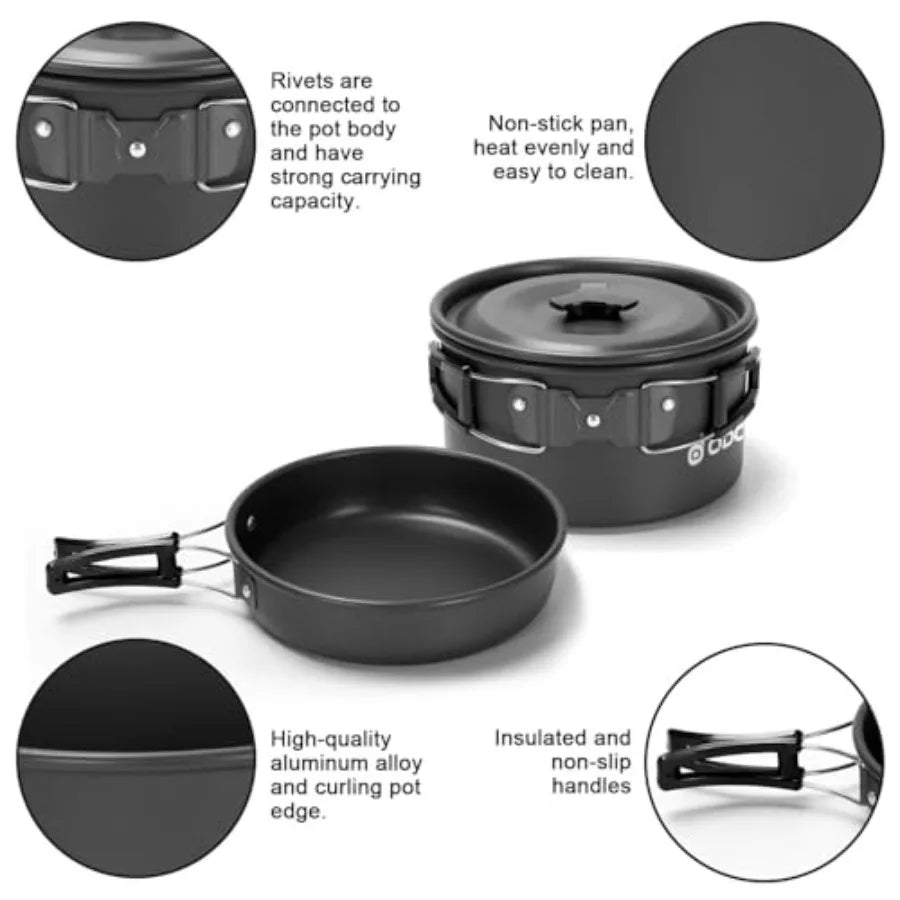 15pcs Camping Cookware Kit w/Tableware