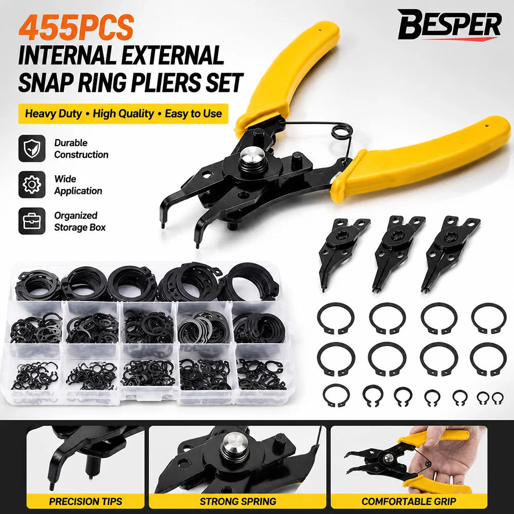455Pcs Snap Ring Pliers Kit