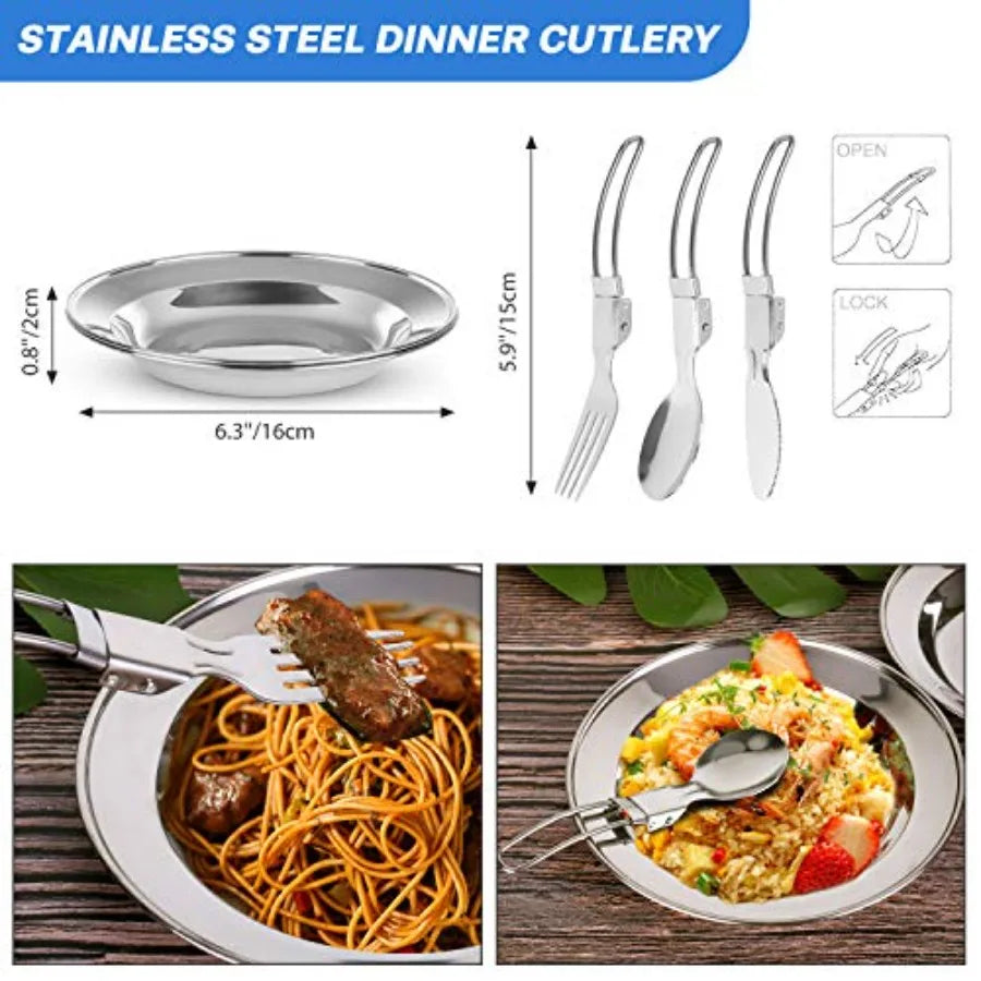 15pcs Camping Cookware Kit w/Tableware