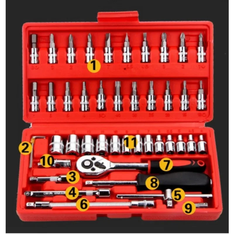 46 Pieces 1/4 Inch Drive Socket Set