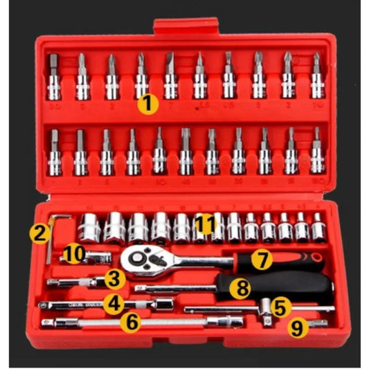 46 Pieces 1/4 Inch Drive Socket Set