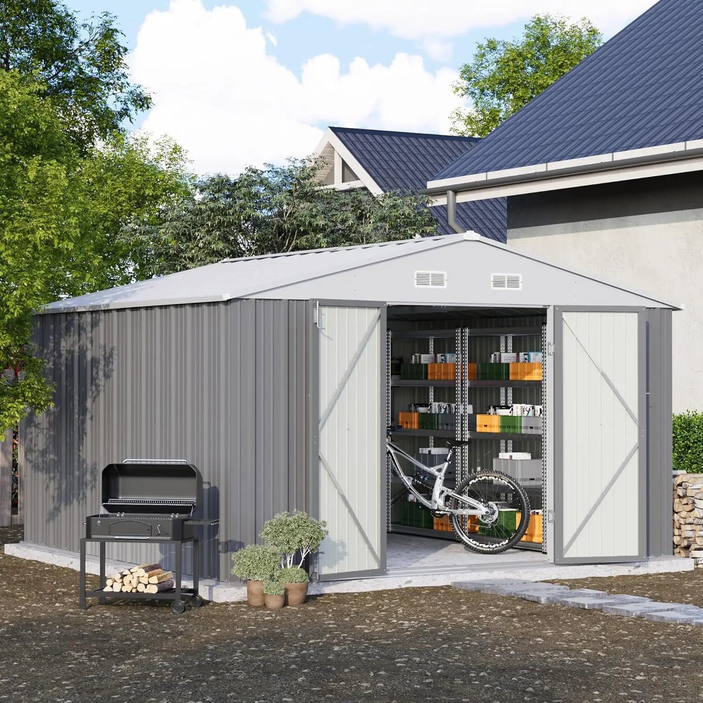 10x10ft Metal Storage Shed Lockable