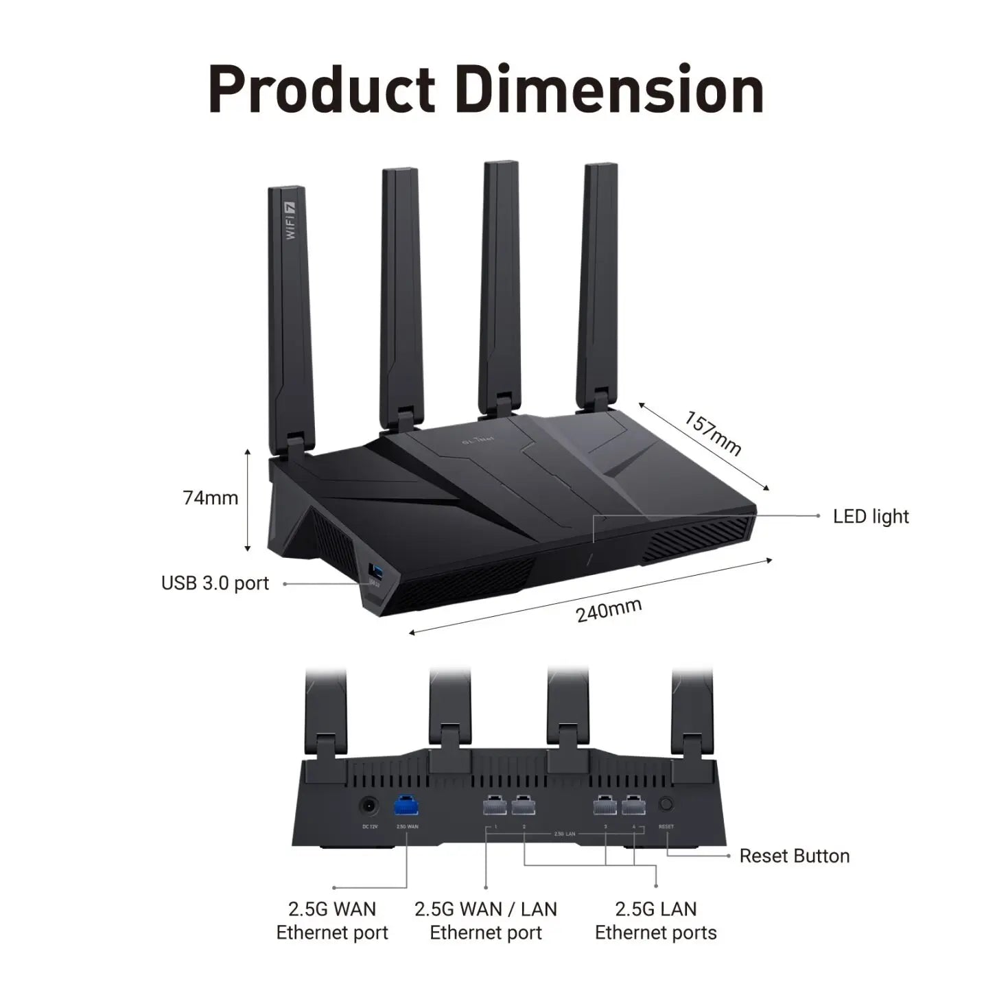 Tri-Band WiFi 7 Router VPN Compatible with Fiber Optic Modem