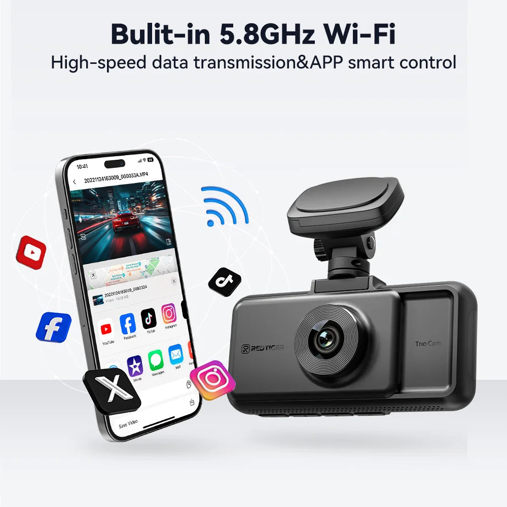 4K Dash Cam Built-in 5.8Ghz WiFi GPS